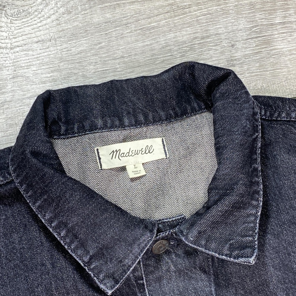 Madewell Denim Trucker Jacket Women Large Black Cotton Jean Coat L L0275 - Picture 2 of 11